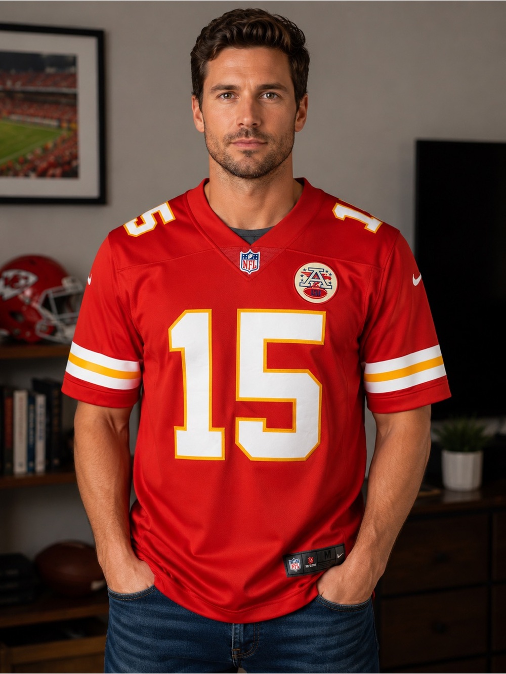 NFL Kansas City Chiefs Mahomes #15 Red Jersey Nike Dri-fit Size M